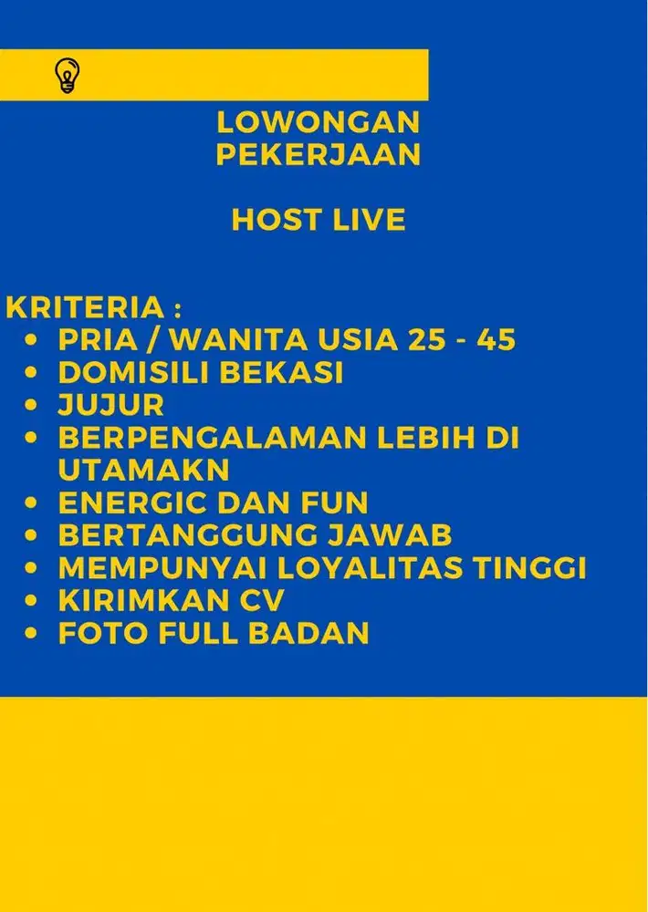 LOWONGAN KERJA HOST LIVE