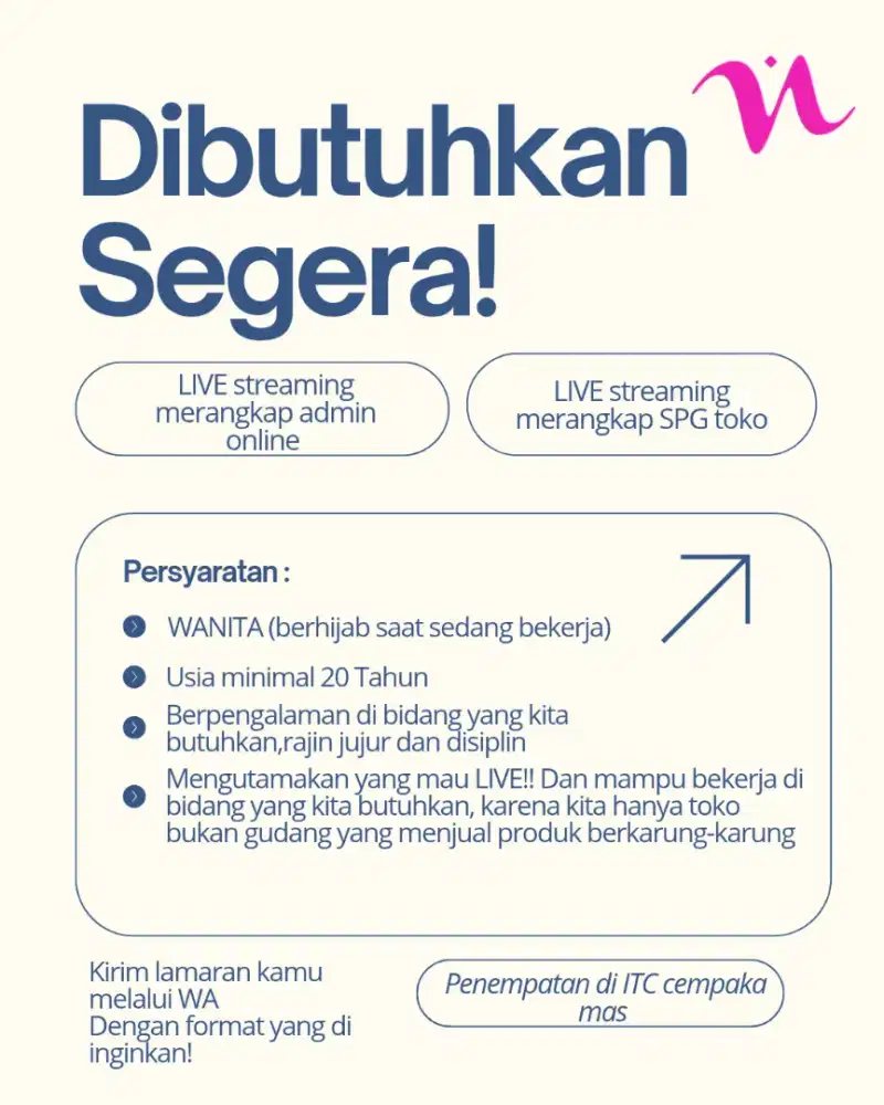 Host Live merangkap admin online/host Live merangkap spg