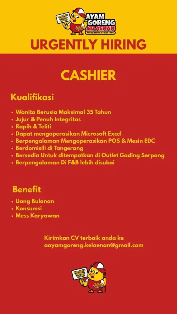 Hiring: Cashier And waitress