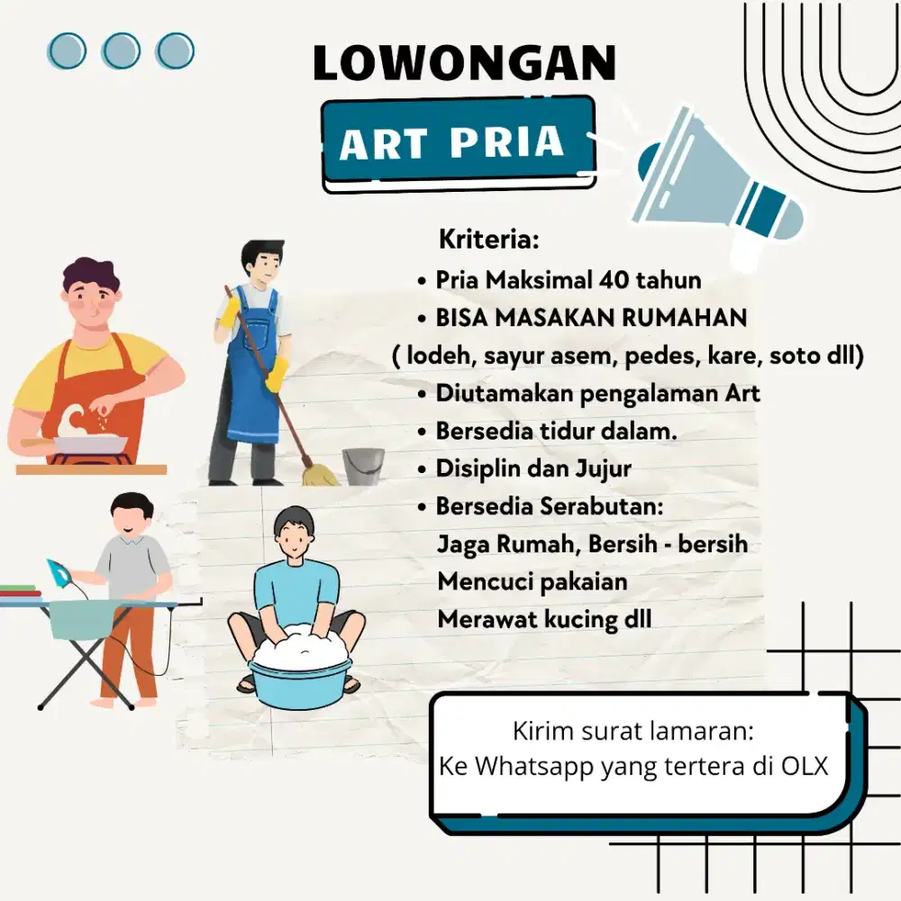 Dibutuhkan ART / PRT Pria