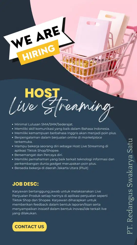 Lowongan untuk Host Live Streaming
