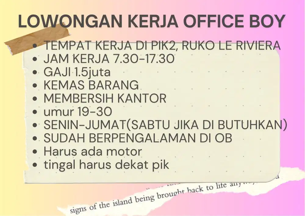 Lowongan office boy