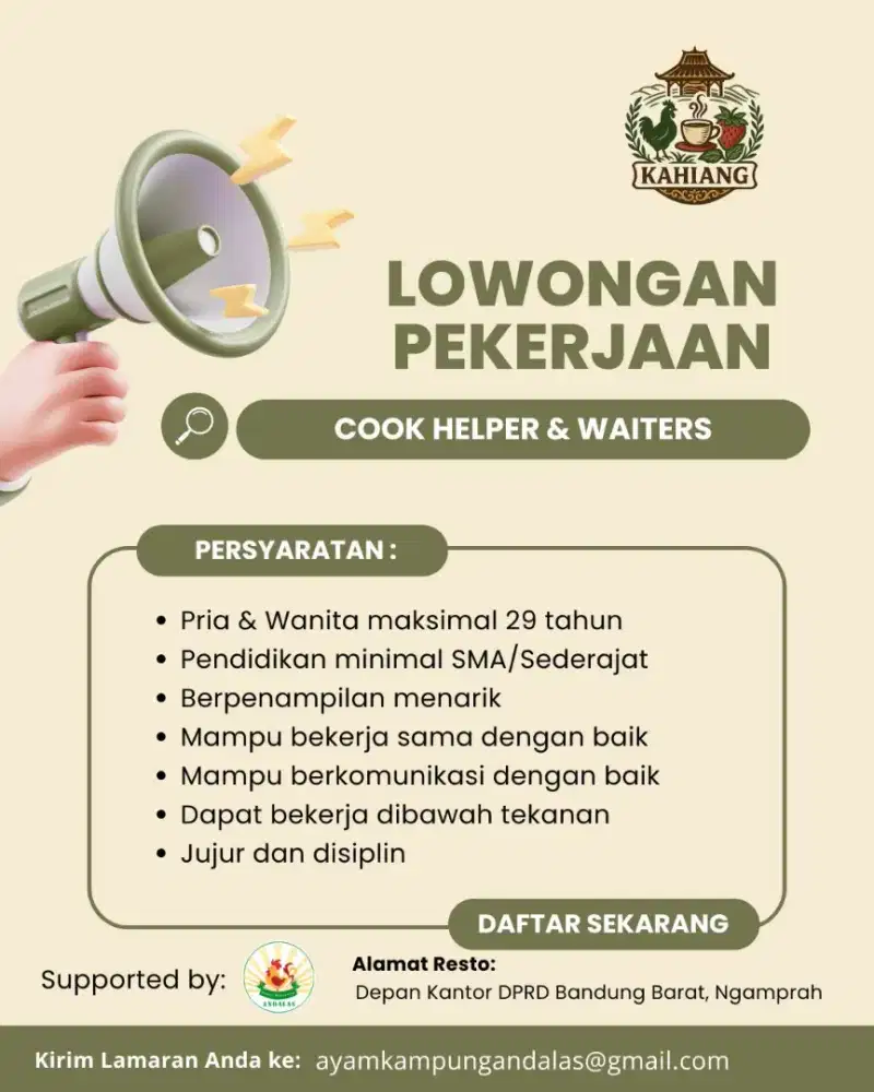 Cook Helper & Waiters