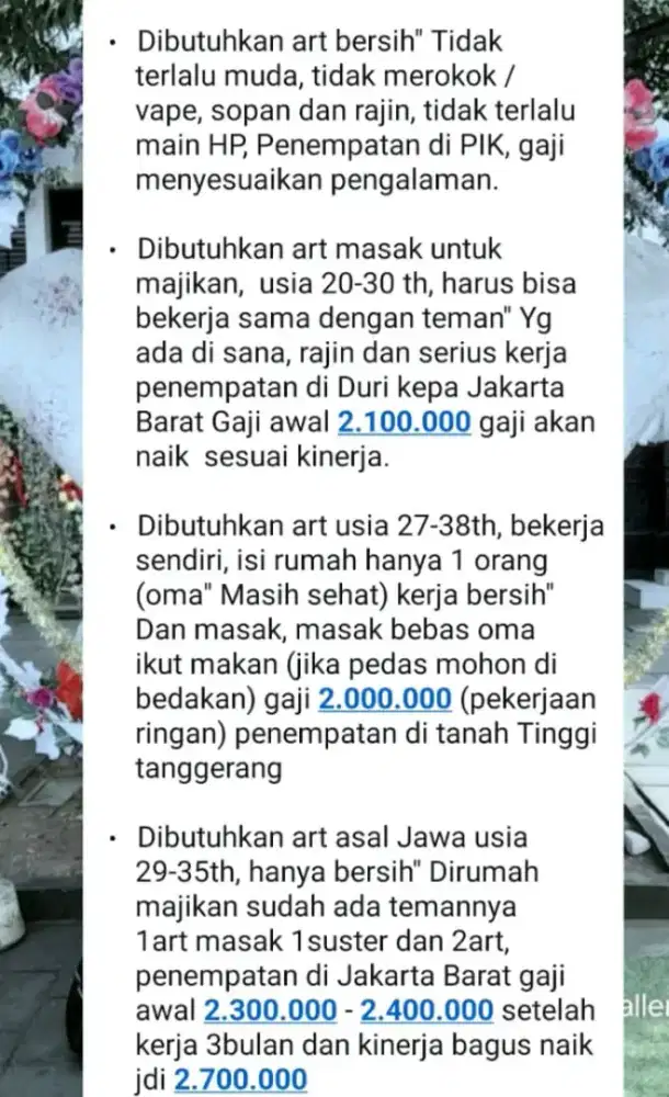 Loker Asisten Rumah tangga