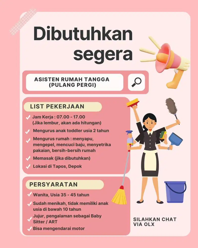 Dibutuhkan Asisten Rumah Tangga