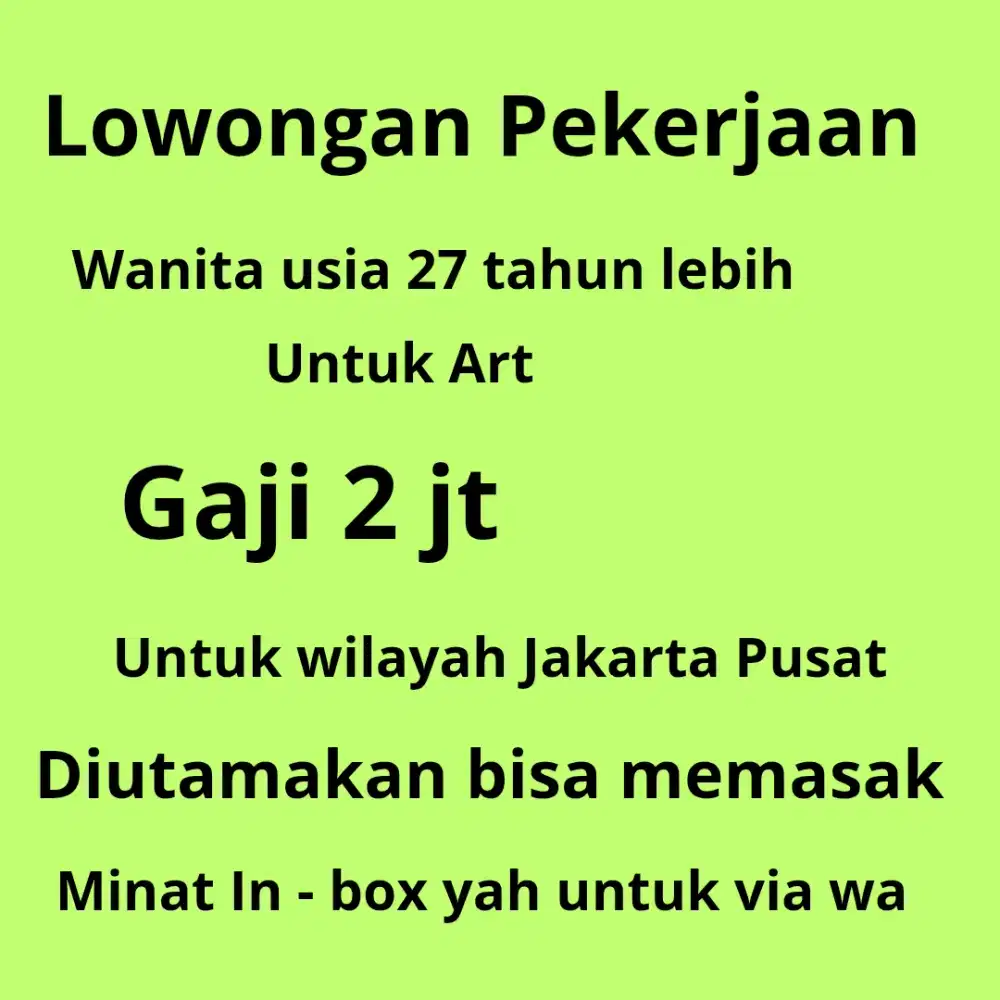 Lowongan asisten rumah tangga