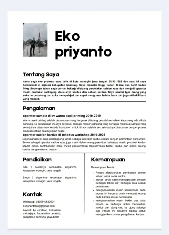 Cari loker Operator sablon kaos, plastik, kardus dll