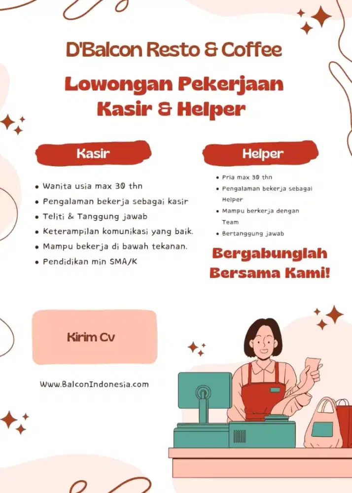 Dicari Segera Kasir & Helper