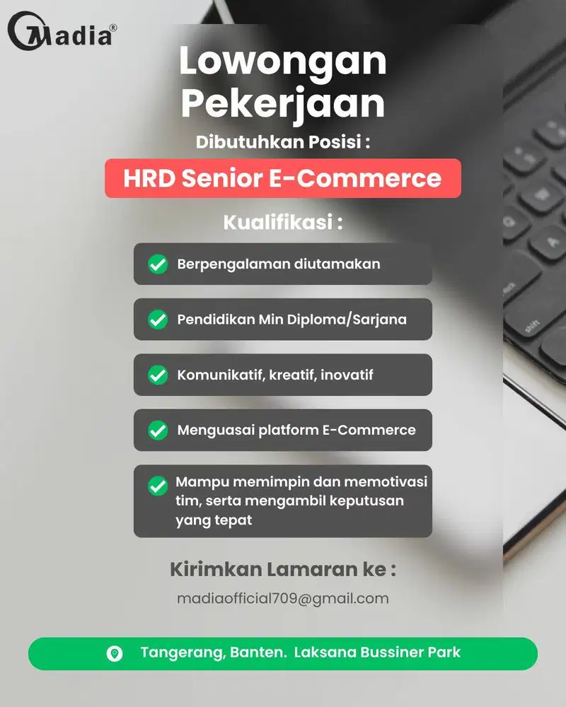 Lowongan Kerja HRD Senior E-Commerce & Admin(E-Commerce Specialist)