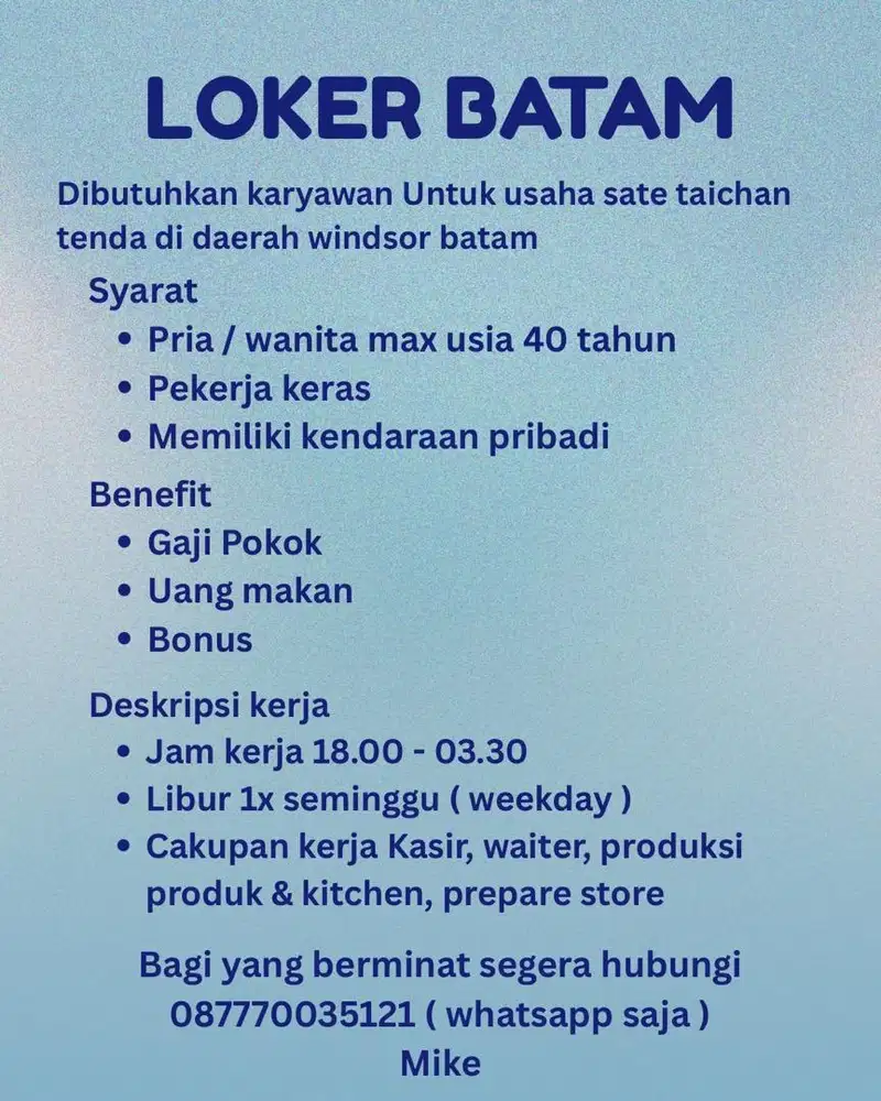 Loker Batam ( usaha cafe tenda )