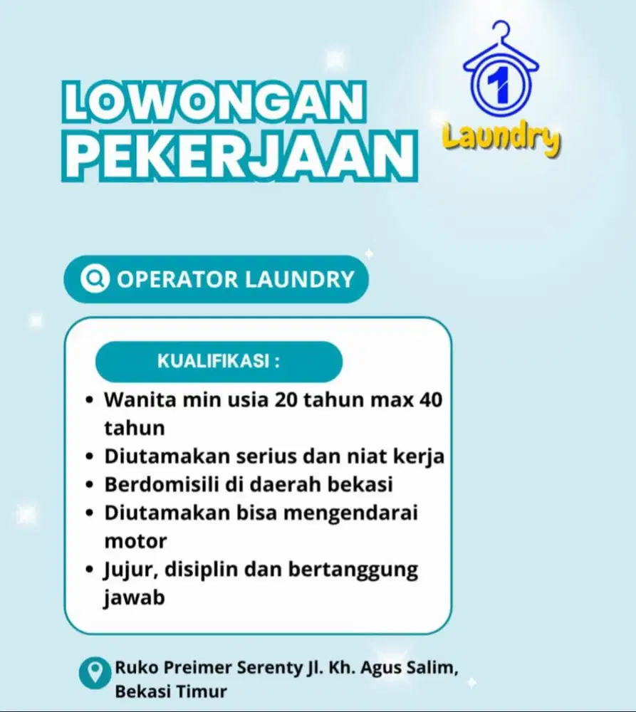 LOWONGAN OPERATOR LAUNDRY