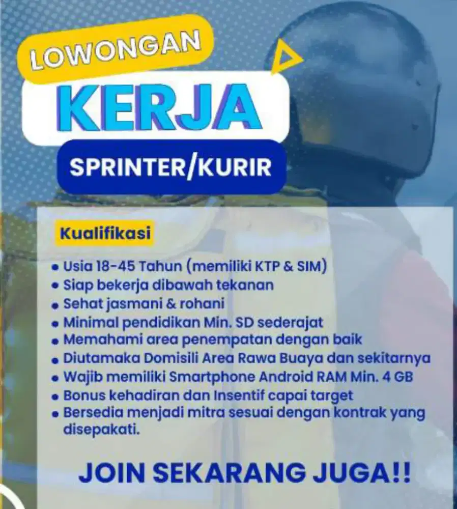 Dibutuhkan Sprinter/Kurir JNT Jakarta Barat