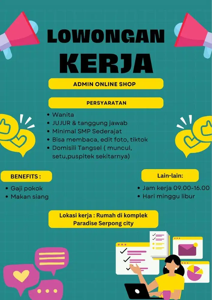 Dibutuhkan asisten online shop