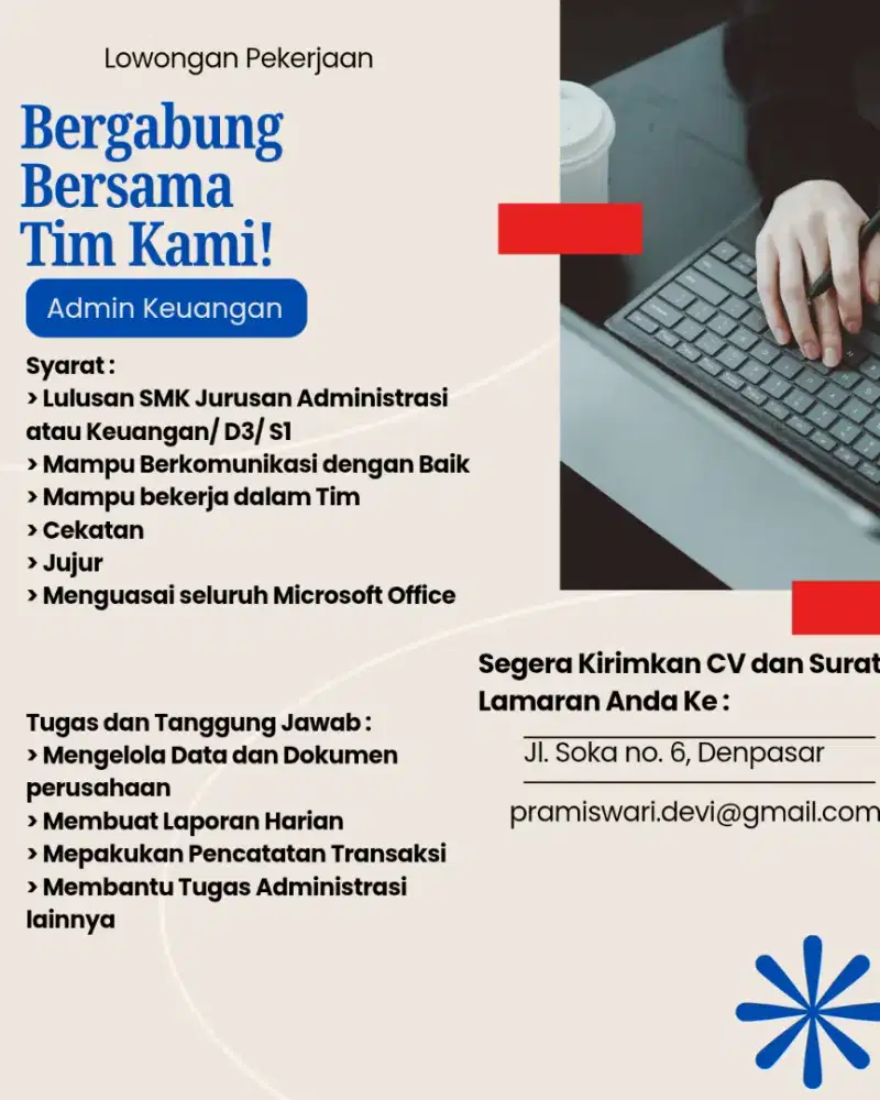 Dicari Admin Keuangan