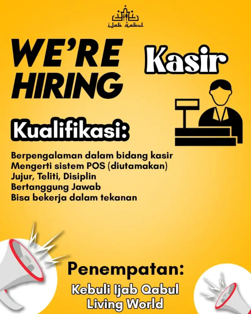Dibutuhkan Kasir & Cook Resto Siap Saji