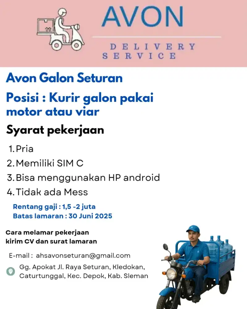 Kurir galon avon seturan