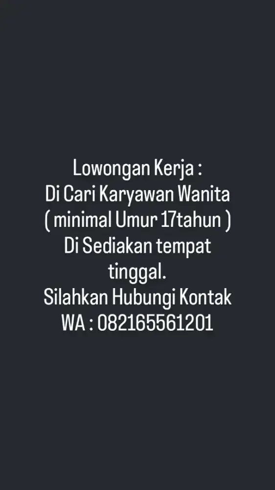 Di Cari Karyawan Wanita Untuk Rumah Makan