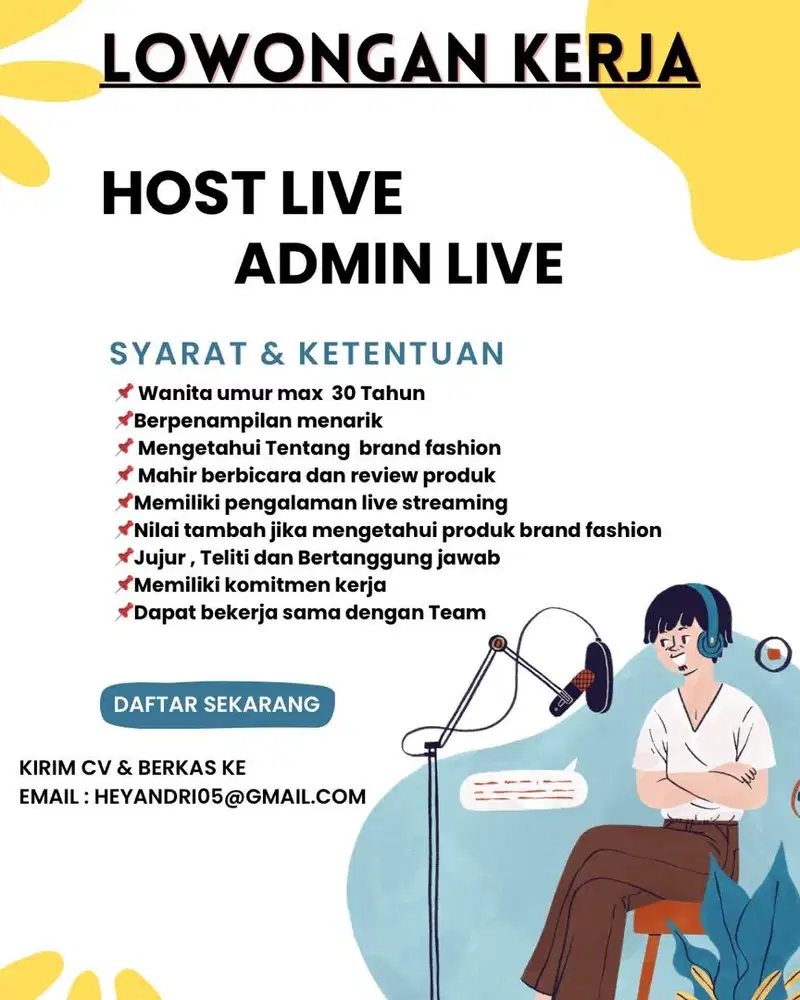 LOWONGAN KERJA HOST & ADMIN