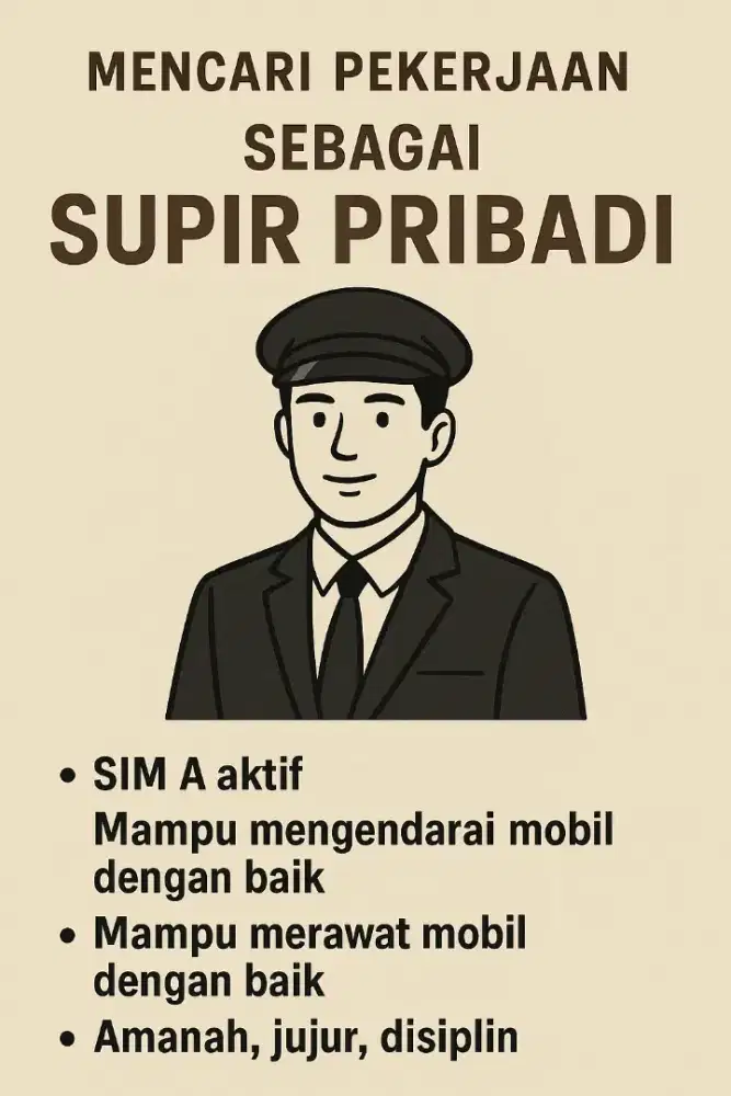 Cari Pekerjaan Supir/Supir Pribadi
