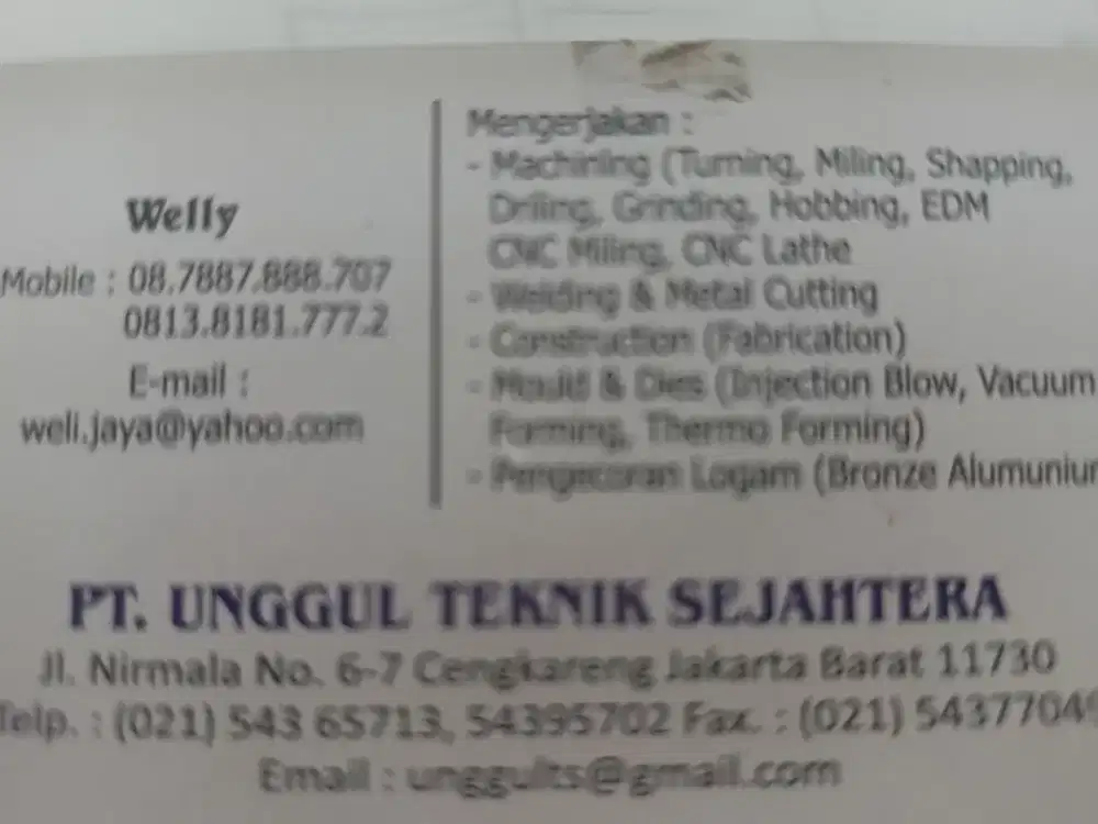 Lowongan kerja tukang las argon 3 phase bengkel bubut di Cengkareng