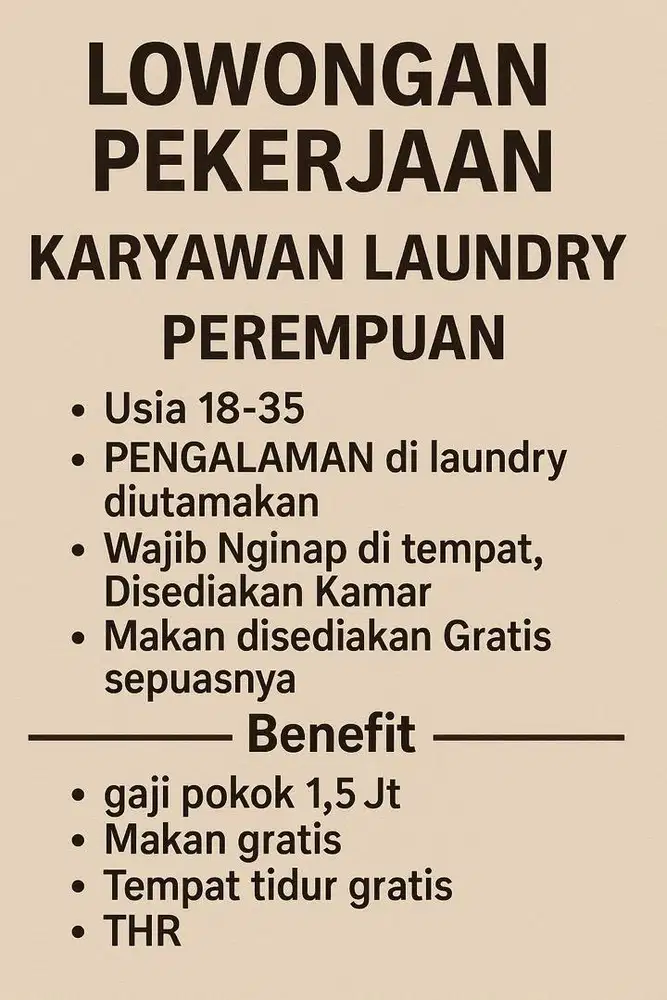 LOWONGAN LAUNDRY