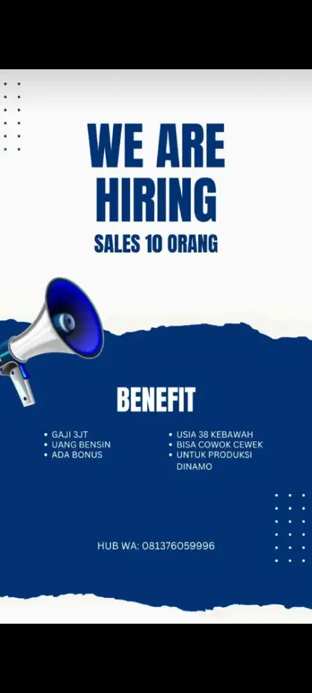 butuhkan banyak sales produk dinamo