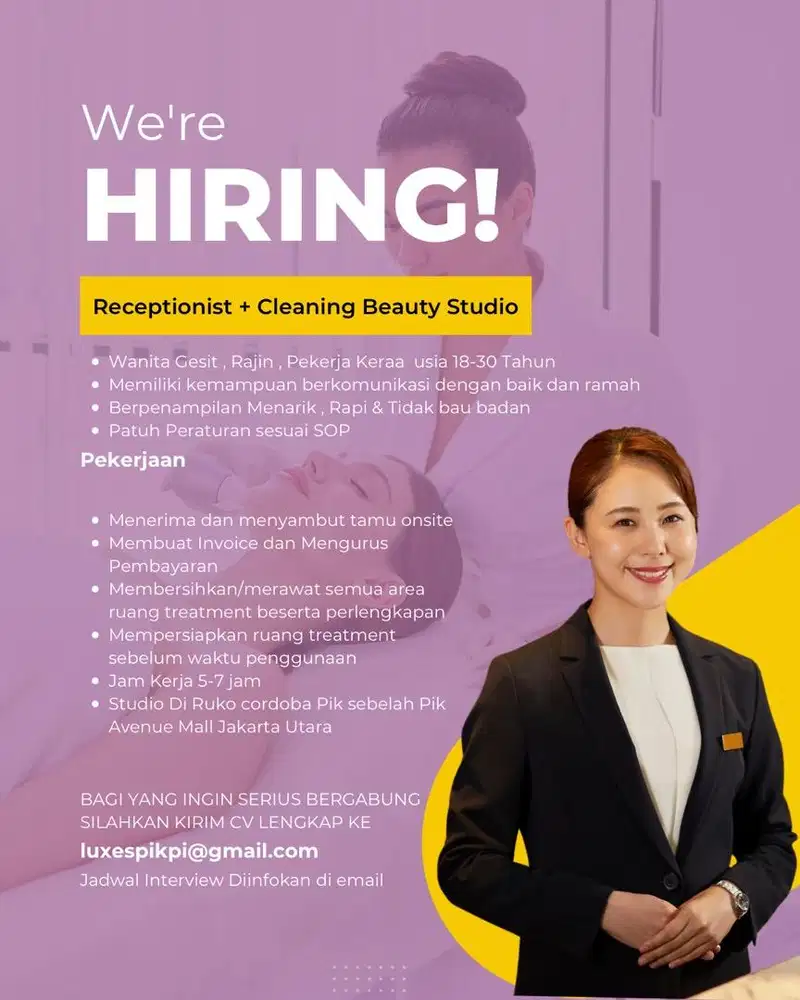 Lowongan Kerja Receptionist