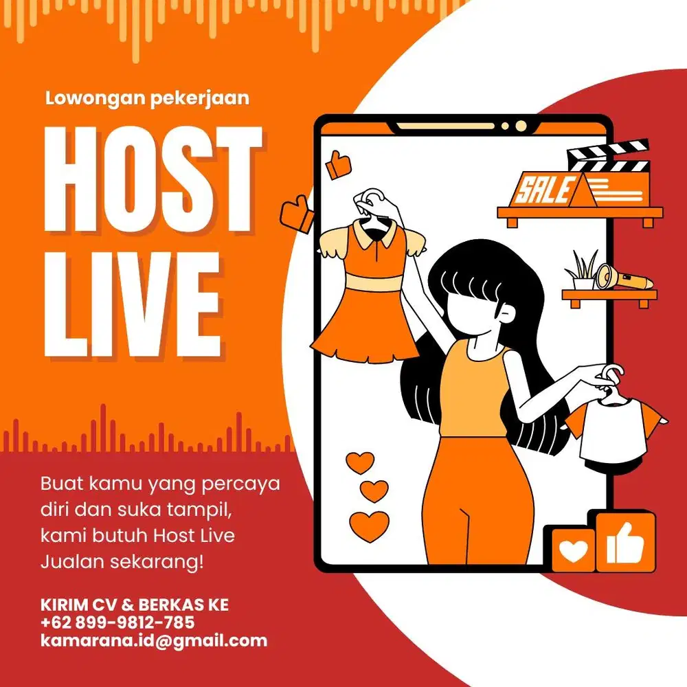 LOWONGAN KERJA HOST LIVE - DIBUTUHKAN SEGERA