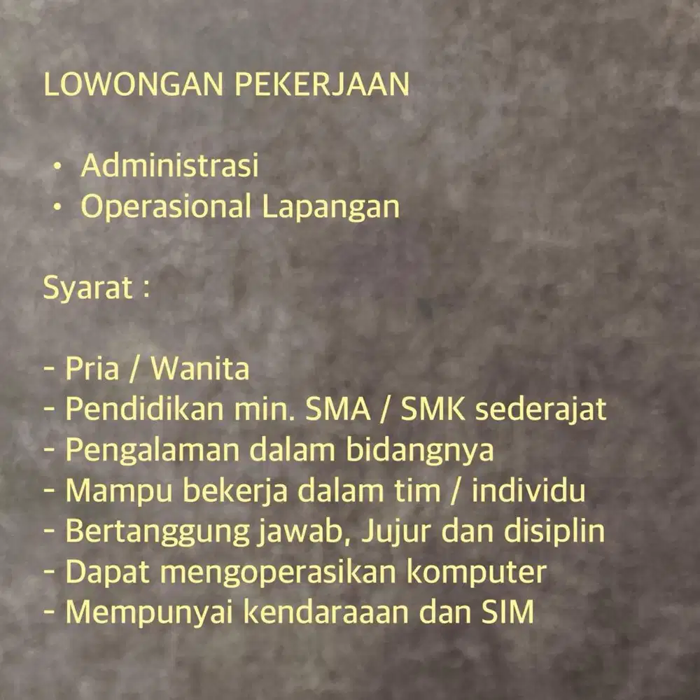 Administrasi dan Operasional Lapangan