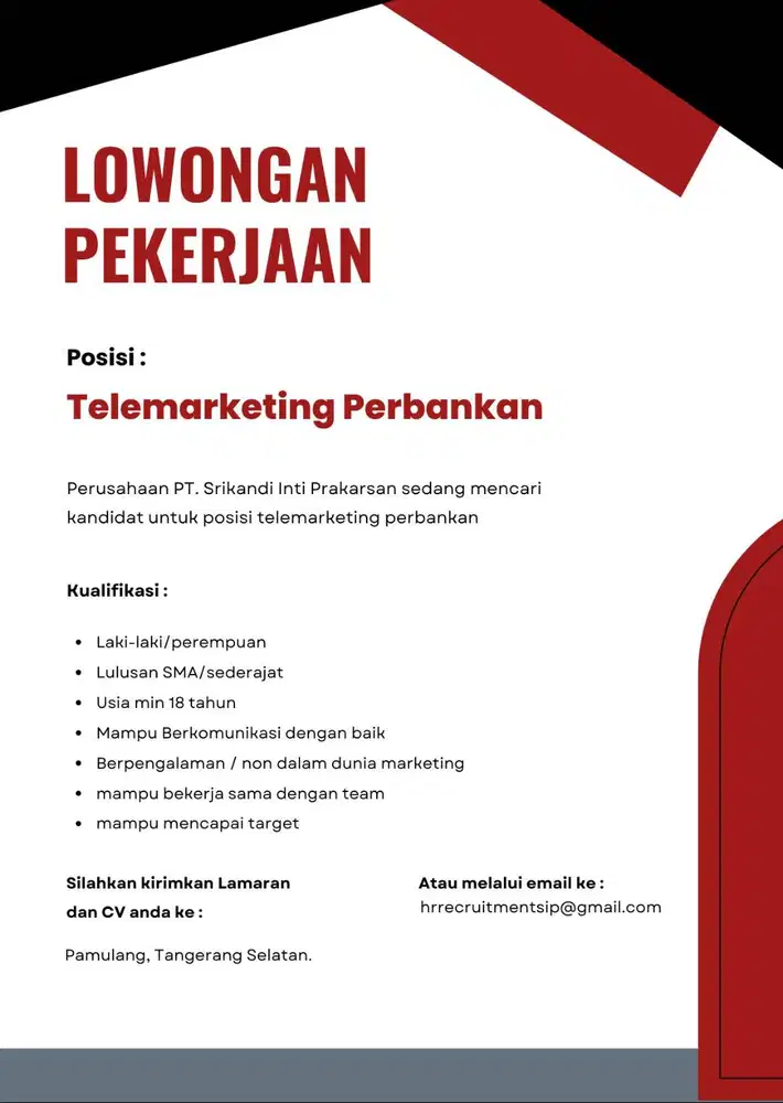 LOKER TELEMARKETING PERBANKAN