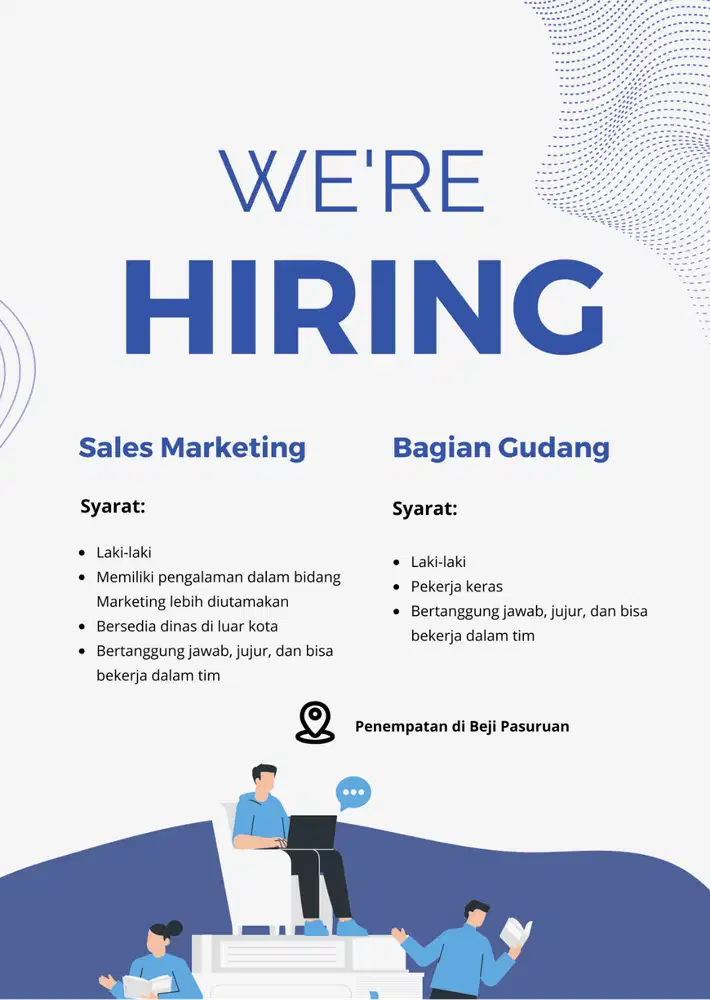 Dibutuhkan Sales dan Bagian Gudang