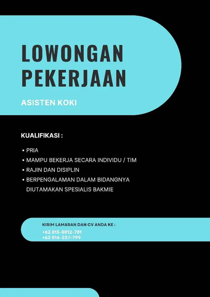 Cook Helper (Asisten Koki)