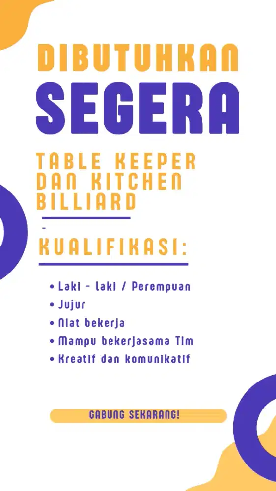 Lowongan kerja di billiard