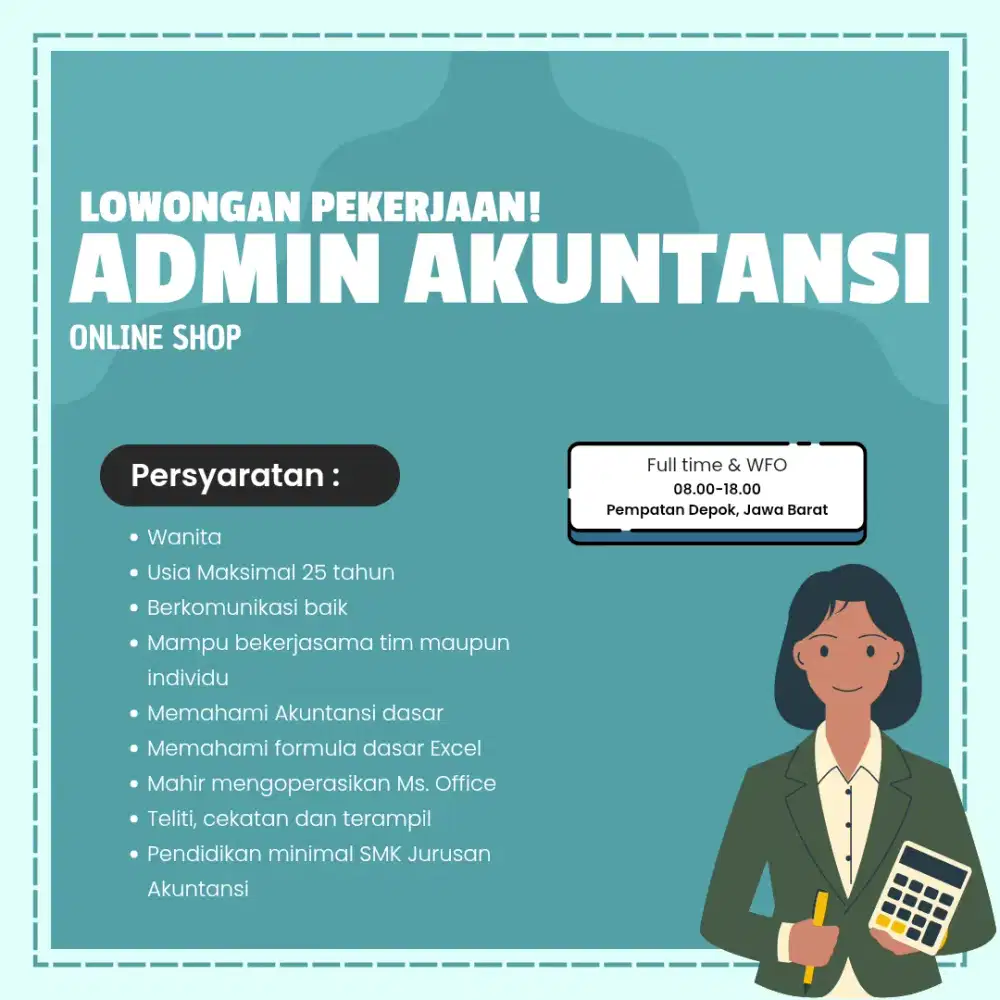 Lowongan Kerja Admin Akuntansi