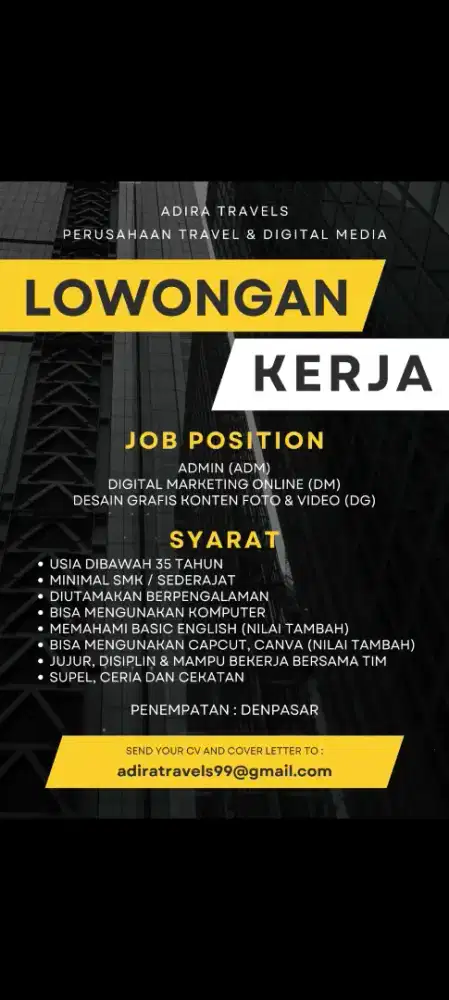 Lowongan Kerja Admin Online, Desain Grafis, Editor Foto / Video Ringan