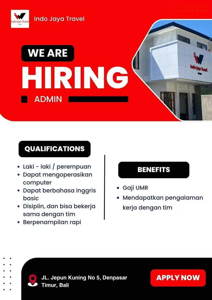 Lowongan Pekerjaan untuk Admin dan Driver