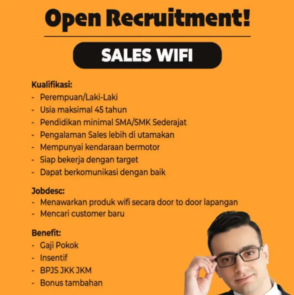 Di Butuhkan Sales DTD  Provider Indosat Hifi