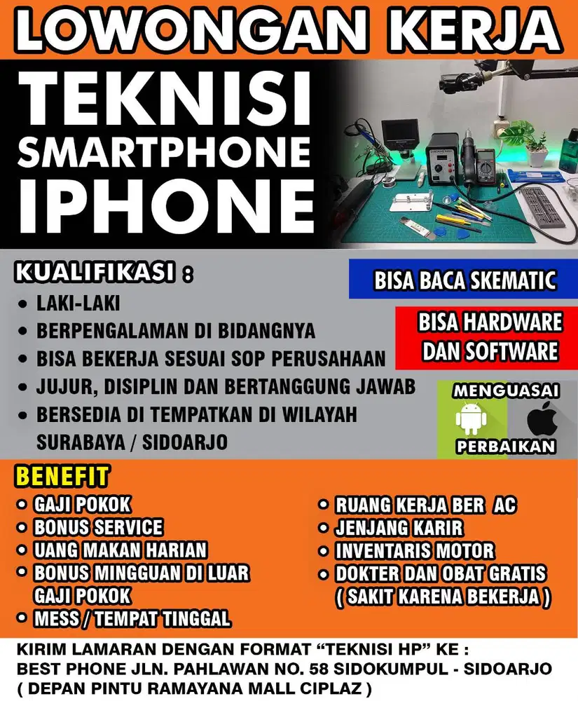 Lowongan kerja Teknisi Handphone (Jawa Timur)