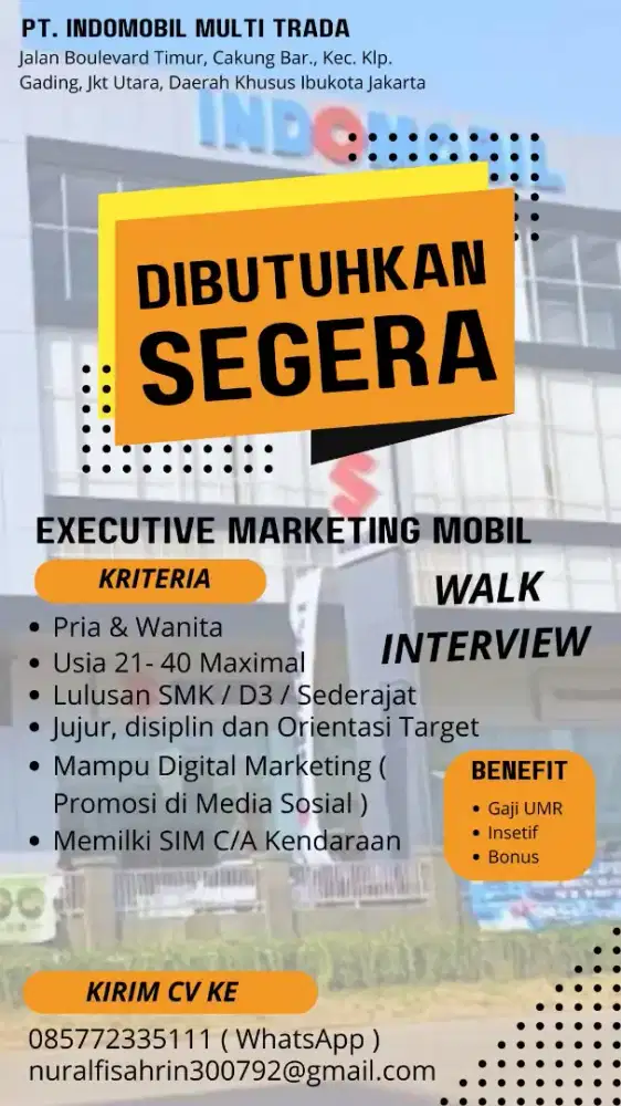 LOWONGAN KERJA MARKETING MOBIL