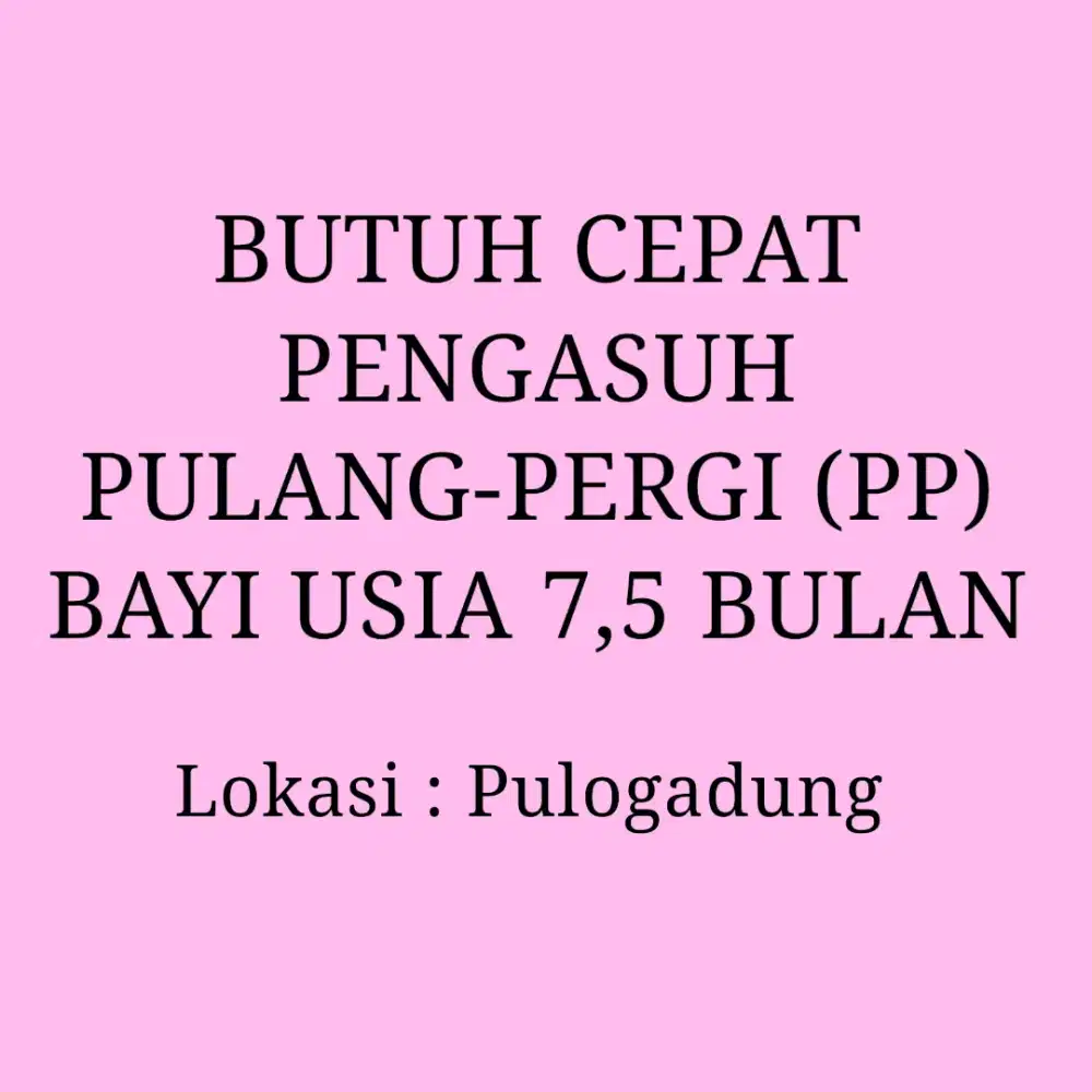 DICARI PENGASUH BAYI USIA 7 BULAN (PULANG-PERGI)