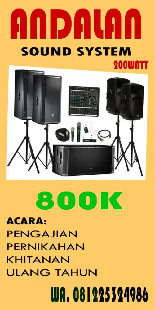 Jasa Sewa Sound system  800k
