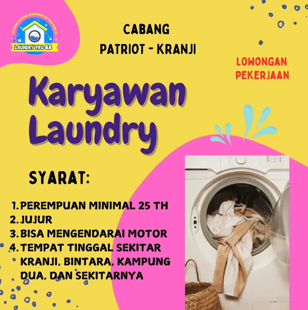 Lowongan Kerja Laundry Kota Bekasi  ( KRANJI)