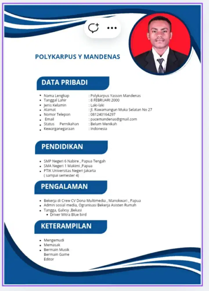 Driver pribadi x blue bird