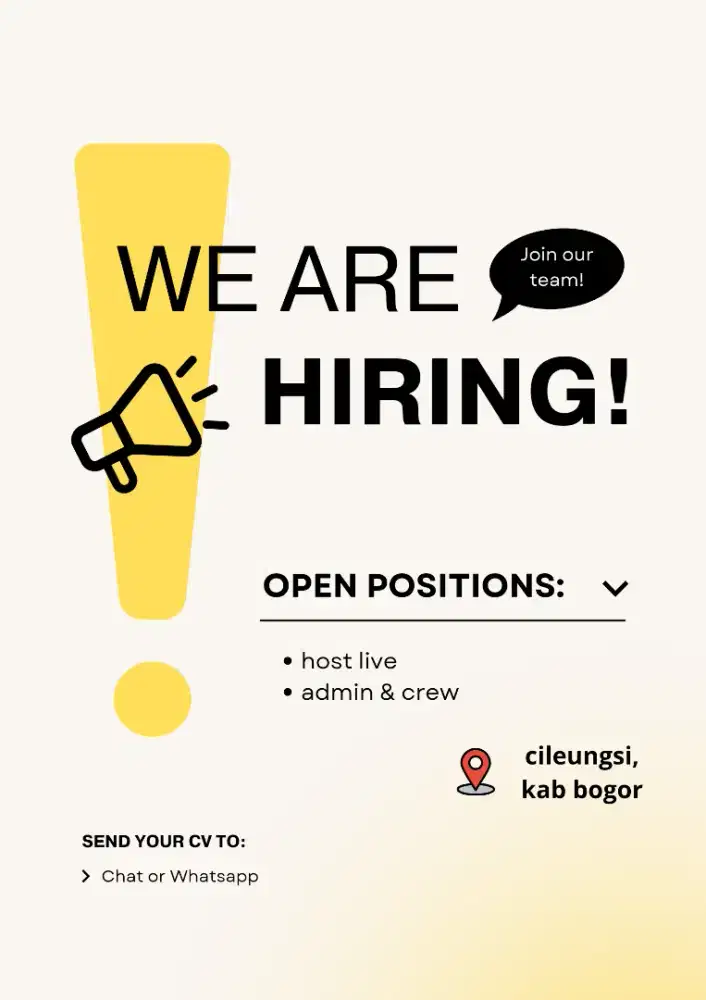 dibutuhkan segera crew, host live dan admin
