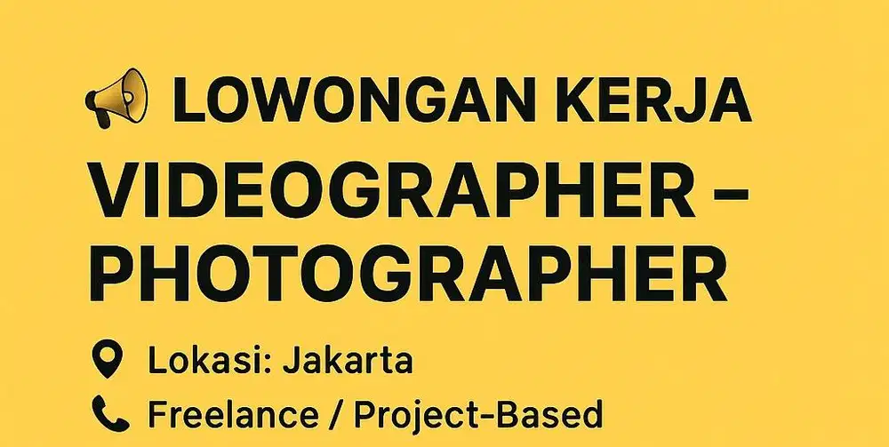 Lowongan Kerja Photographer & Videographer Freelance