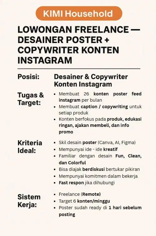 Lowongan Freelance - Desain Poster + Copywriter