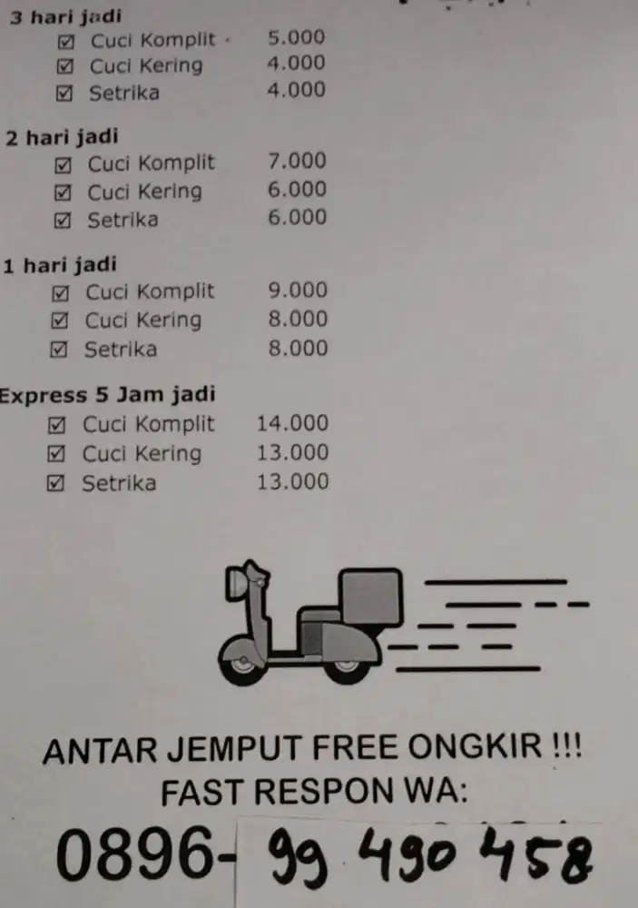 LAUNDRY KILOAN ANTAR JEMPUT