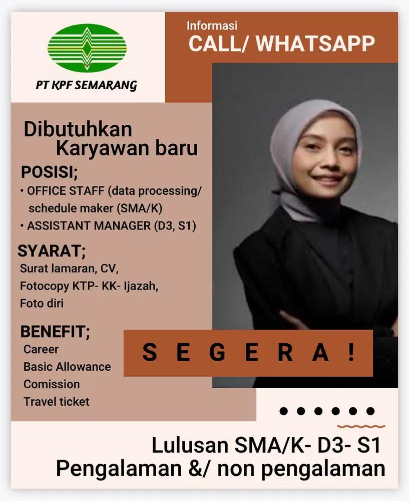 Loker Juli 2025 Semarang (Pengalaman  &/ Non Pengalaman)
