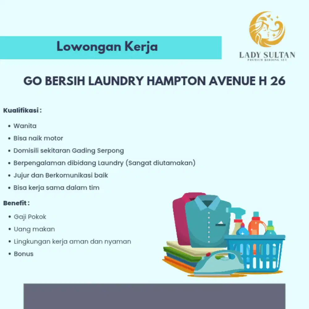 LOWONGAN KERJA LAUNDRY UNTUK YANG PENGALAMAN