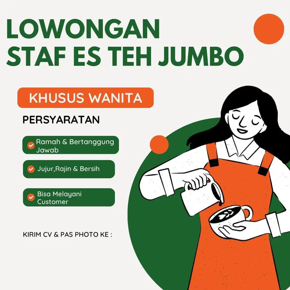 Lowongan Karyawan Wanita untuk Booth Es Teh